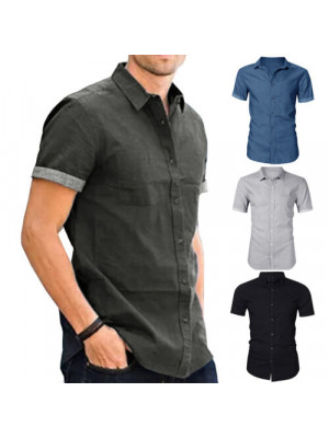 Men Long Sleeve Shirt Casual Oxford Formal Work Business Slim Fit Blouse Tops