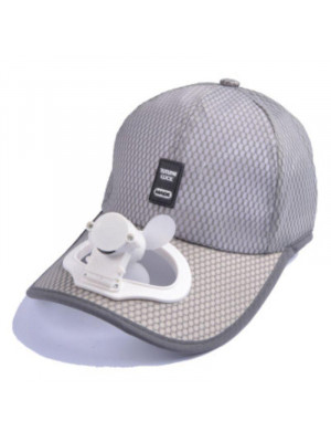 Adult Summer Sunscreen Mesh Baseball Cap with USB Rechargeable Mini Cooling Fan