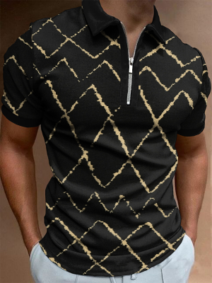 Mens Short Sleeve Shirts Casual Slim Fit Zip Up Pullover Tops T-shirt Tee Blouse