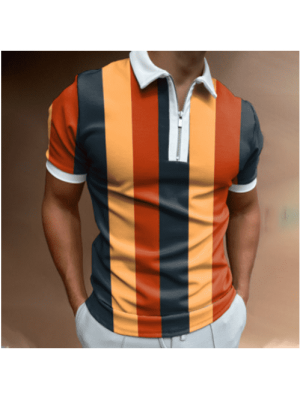 Mens Short Sleeve Shirts Casual Slim Fit Zip Up Pullover Tops T-shirt Tee Blouse
