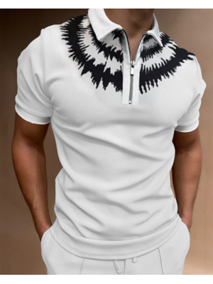 Mens Short Sleeve Polo Shirt Golf Hawaiian Slim Fit Zipper Tops T Shirt BlouseOpens in a new window or tab