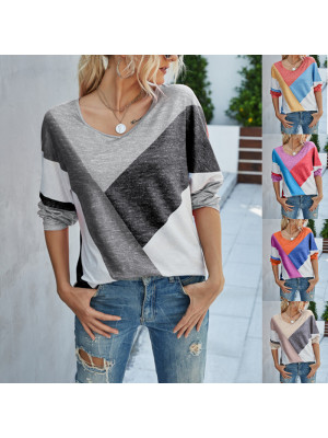 Plus Size Womens Print Tops Ladies Loose Blouse Casual Long Sleeve T Shirt Tee