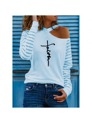 Plus Size Womens Long Sleeve Cold Shoulder T-Shirt Loose Blouse Shirt Tee Tops