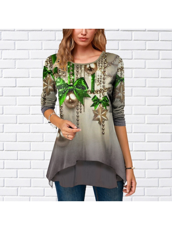 Womens Tunic Long Tops Shirts Blouse Plus Size Ladies Print Pullover T-shirt Tee