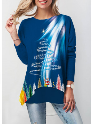 Womens Christmas Snowman Long Sleeve Pullover Round Neck Xmas Casual T-Shirt Top