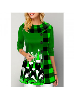 Ladies Womens Christmas Print Pullover Tunic Tops Long Sleeve T Shirt Blouse