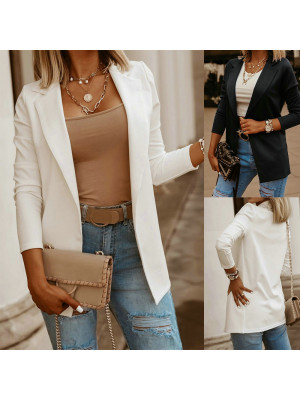 Ladies Womens Blazer Long Sleeve Slim Fit Work Suit Formal Jacket Casual Coat UK