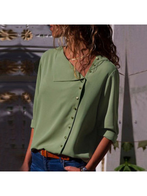 Women Lapel Button T-Shirt Collar Office Tops Shirts Pullover Blouse Jumper Lady Slim UK