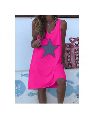 Plus Size Womens Star Dress Ladies Summer Sleeveless Dresses Beach Sundress Vest