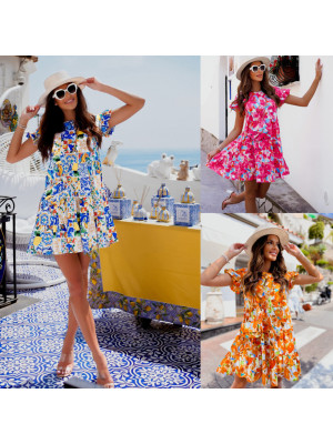 UK Womens Summer Casual Loose Smock Dress Ladies Holiday Beach Ruffle Sundress