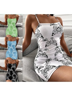 Women Summer Beach Boho Sundress Ladies Sling Holiday Print Vest Dress Plus Size