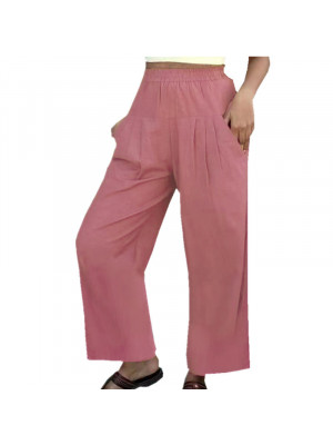 UK Womens Casual Cotton Linen Pants Ladies Elastic Waist Loose Pocket Trousers 