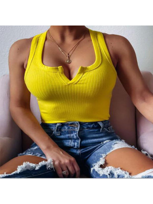 Womens V Neck Vest Tops Ladies Summer Slim Cami Sleeveless T-Shirt Tank Blouse