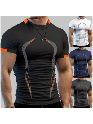 Mens Short Sleeve Quick Drying Tops Casual Slim Fit Muscle Tee T-shirt Blouse 