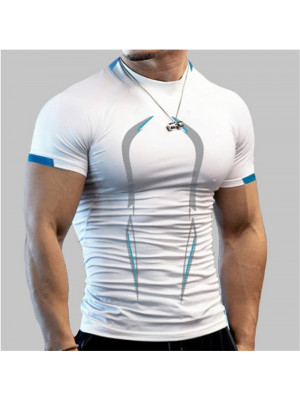 Mens Short Sleeve Quick Drying Tops Casual Slim Fit Muscle Tee T-shirt Blouse 