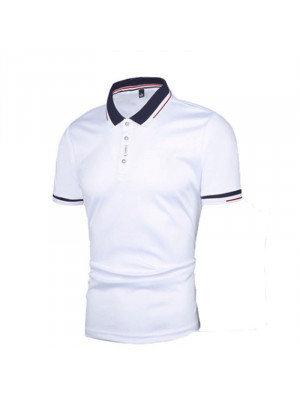 Mens Short Sleeve Polo Shirts Contrast Casual Tops Golf Slim Fit T-Shirt S-5XL