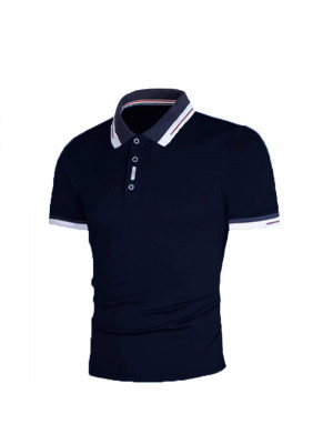 Mens Short Sleeve Polo Shirts Contrast Casual Tops Golf Slim Fit T-Shirt S-5XL