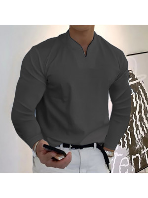  Mens Casual Long Sleeve Tops T-Shirt Muscle Slim Fit Tee Summer Work Blouse