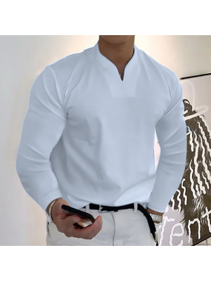  Mens Casual Long Sleeve Tops T-Shirt Muscle Slim Fit Tee Summer Work Blouse