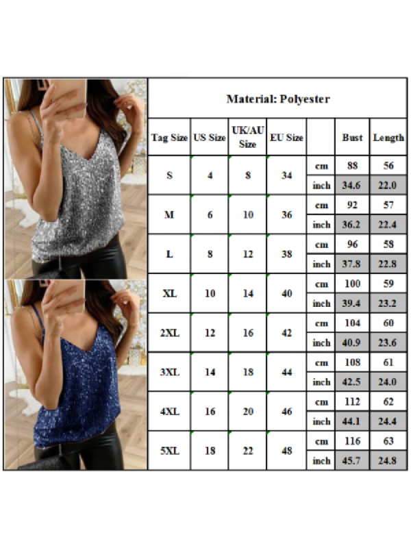Women Sequin Bling Tank Tops Sexy Party Sleeveless Sling T-Shirt Vest Blouse Tee