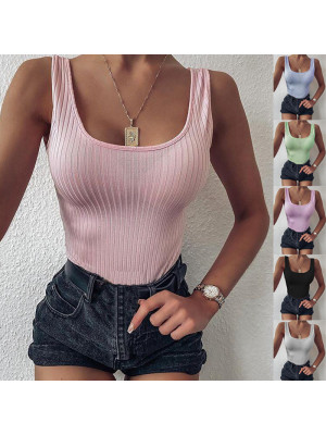 Women Summer Sleeveless Camisole Ribbed Outdoor Vest Tank Tops Cami Tee T Shirt