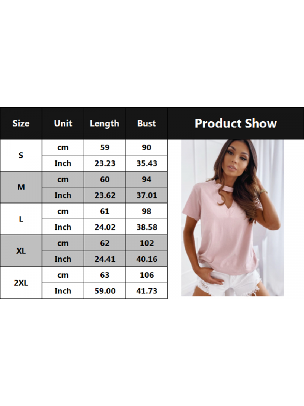 New Women Summer Solid Tops T Shirt Casual V Neck Loose Short Sleeve Blouse Tops 