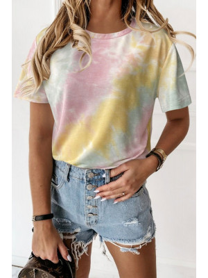 Summer Women's Loose T-Shirt Casual Tie Dye Tee Shirts Short Sleeve Blouse Tops