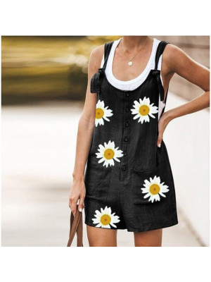  Womens Casual Floral Loose Playsuit Ladies Jumpsuit Rompers Overalls Dungarees
