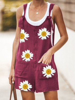  Womens Casual Floral Loose Playsuit Ladies Jumpsuit Rompers Overalls Dungarees