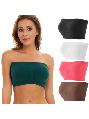 Womens Sports Bra Tops Strapless Ladies Seamless Wrapped Invisible Backless Bra