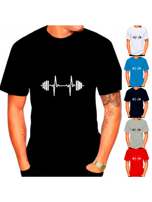 Men's Casual Print Tops Muscle Slim Fit T-shirt Fitness Short Sleeve Summer Tee