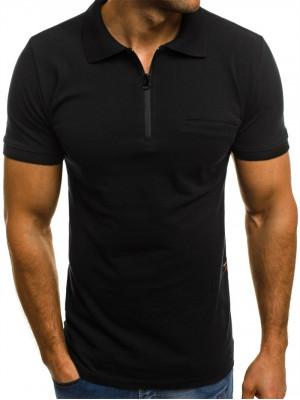 Mens Short Sleeve Polo Shirt Golf Hawaiian Slim Fit Zipper Tops T Shirt Blouse