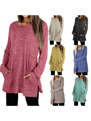 Womens Casual Long Tops Tunic Pocket Blouse Ladies Baggy T Shirt Tee