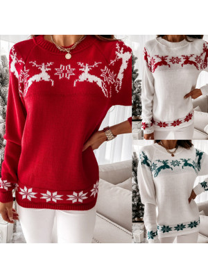 Womens Christmas Long Sleeve Sweatshirt Winter Pullover Blouse Xmas Jumper Tops - 384961324071