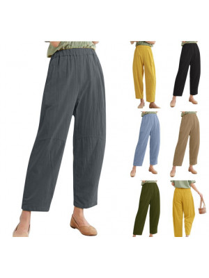Summer Womens Ladies Cotton Linen Baggy Casual Harem Pants Trousers Plus Size