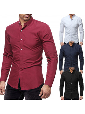 Men Shirt Button Up Formal Business Wedding Party Blouse Long Sleeve Shirt Tops