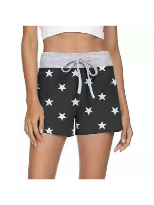 Womens Summer Drawstring Shorts Star Elastic Waist Casual Beach Short Hot Pants
