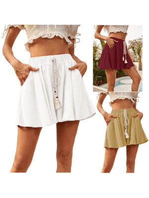 Summer Women Elastic Waist Cargo Shorts Lady Casual Pockets Short Pant Plus Size