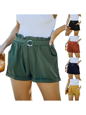 Plus Size Womens Elastic Waist Drawstring Hot Pants Ladies Summer Casual Shorts