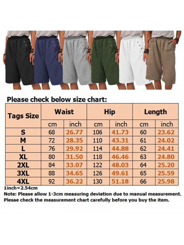 Women Cotton Linen Shorts Casual Summer Pocket Solid Color Baggy Straight Pants