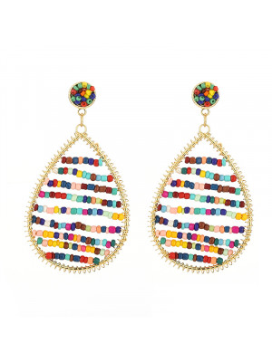 Boho Womens Colorful Beaded Geometry Heart Dangle Long Drop Earrings Jewelry UK