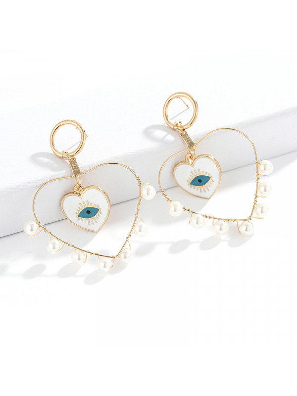 Heart Pearl Tassel Fashion Jewelry Ladies Alloy Eye Drop Circle Hoop Earring New