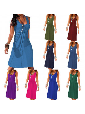 Womens Sleeveless Dress Lady Summer Beach Holiday Casual Vest Sundress Plus Size
