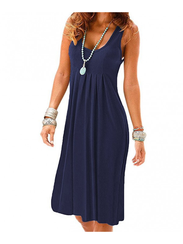 Womens Sleeveless Dress Lady Summer Beach Holiday Casual Vest Sundress Plus Size