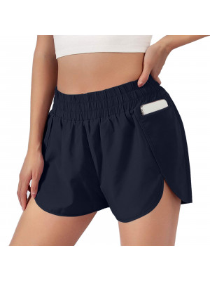 Summer Womens Elastic Waist Yoga Pants Ladies Holiday Casual Loose Pocket Shorts