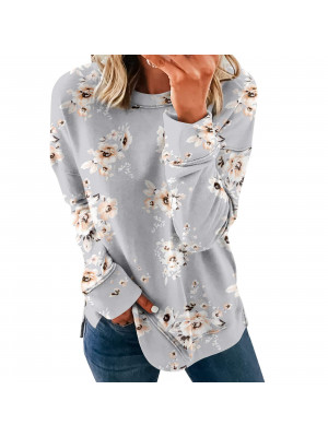 Women Floral Tops Long Sleeve T Shirt Ladies Autumn Casual Loose Blouse Pullover