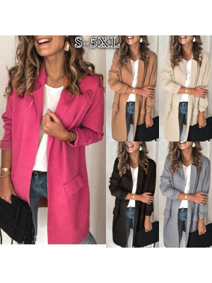 Womens Autumn Long Sleeve Suit Slim Ladies Coat Formal Jacket Slim Casual Tops