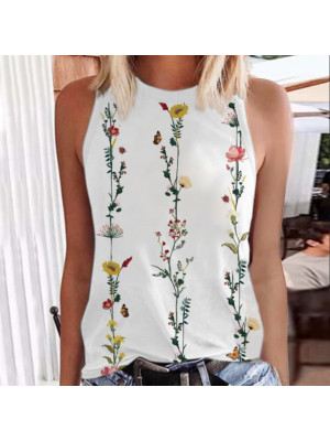 Ladies Sleeveless Floral Tank Tops Womens Summer Slimming Sexy Tee Shirt Vest