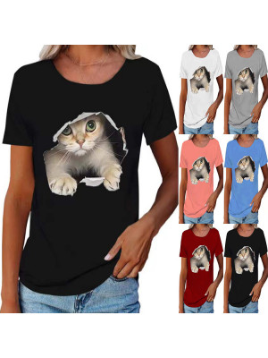 Plus Size Women Short Sleeve Crew Neck Tops Pullover Tees Ladies Casual Shirts