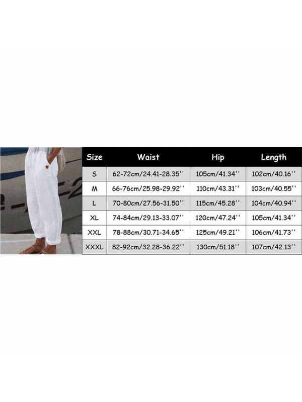 Plus Size Ladies Cotton Linen Casual Long Pants Womens Solid Straight Trousers